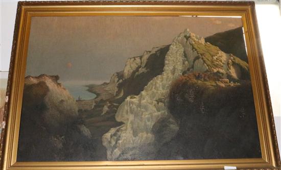 Oil on canvas - 19thC Sussex coastline